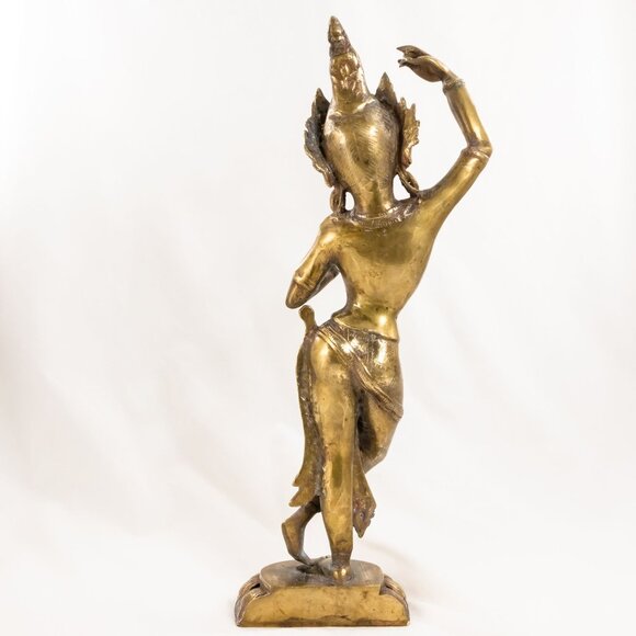 Vintage Bronze Apsara Statue Graceful Celestial Dancer Hindu/Buddhist Art 20.5in - Picture 3 of 7